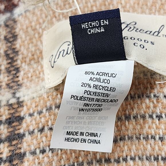 NEW Universal‎ Thread Poncho Womens OSFM OS Tan Plaid Fringe Poncho Wrap Boho - Picture 6 of 10